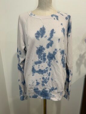 UNSUBSCRIBED - Blue Tie Dye Oversized Fleece Sweatshirt Size S